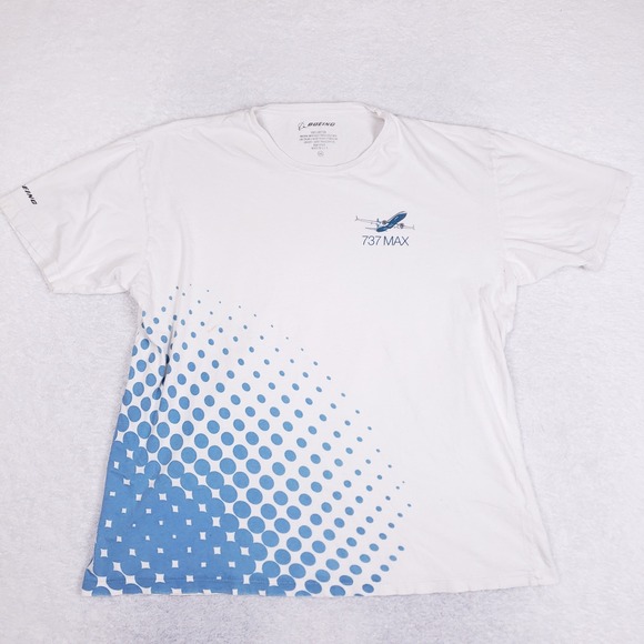 Boeing 737 MAX Shirt Mens 3XL White Graphic Tee Aviation Pilot Made in USA